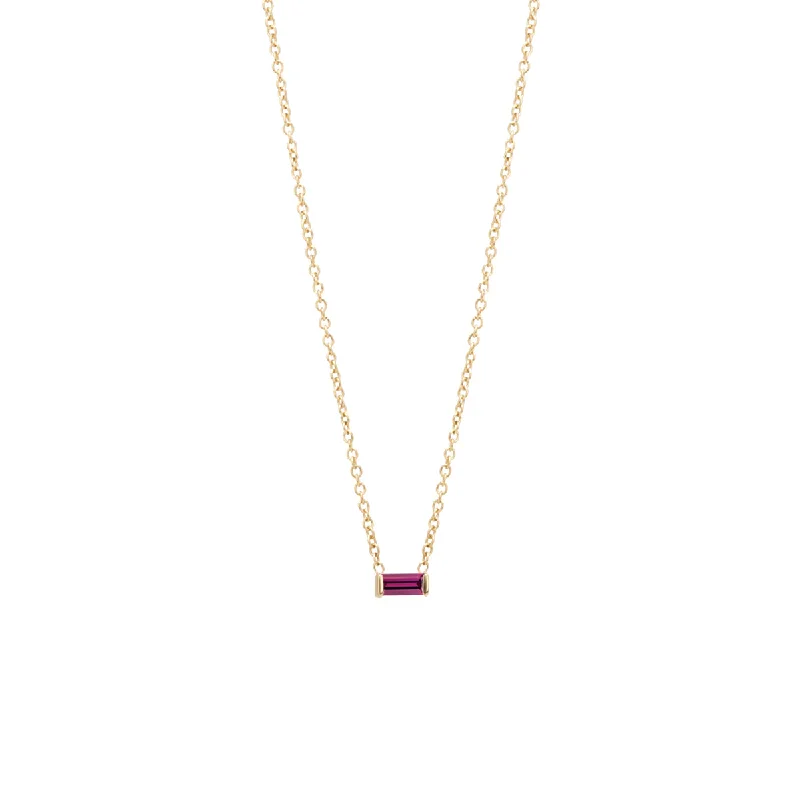 18k gold necklace for men -14k Garnet Baguette Necklace | January Birthstone