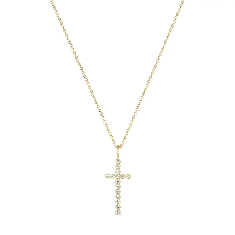 contemporary pendant necklace for women -14k Diamond Bezel Cross Pendant Necklace