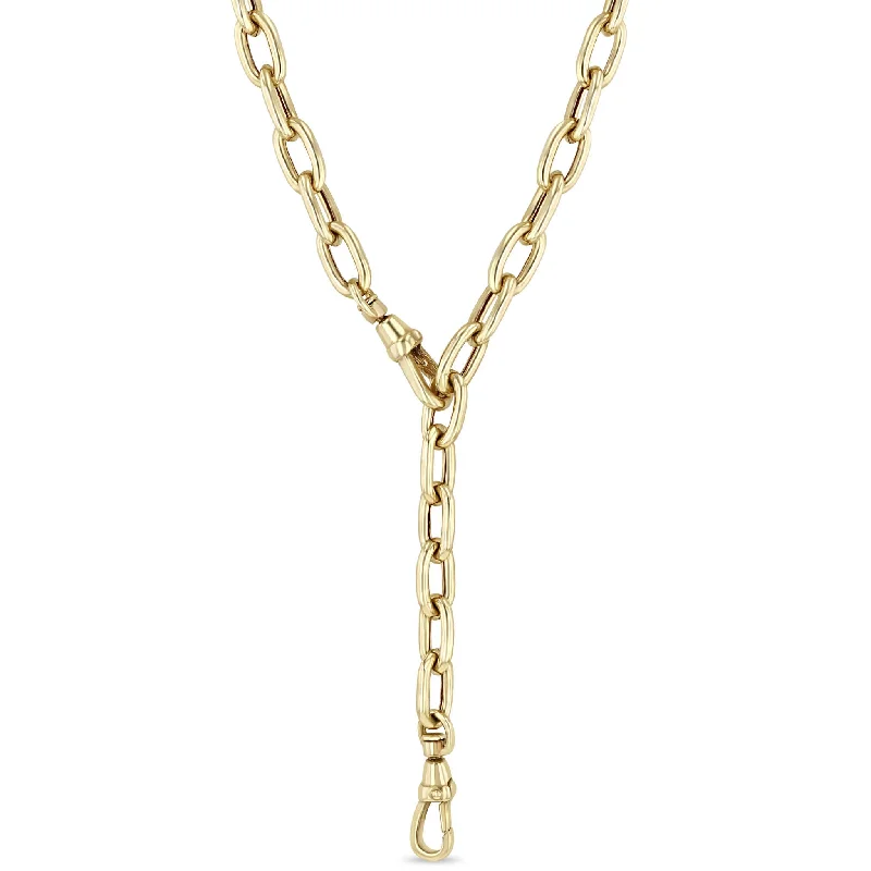 luxury necklace for special occasions -14k Extra Large Square Oval Link Chain Necklace with Swivel Clasps