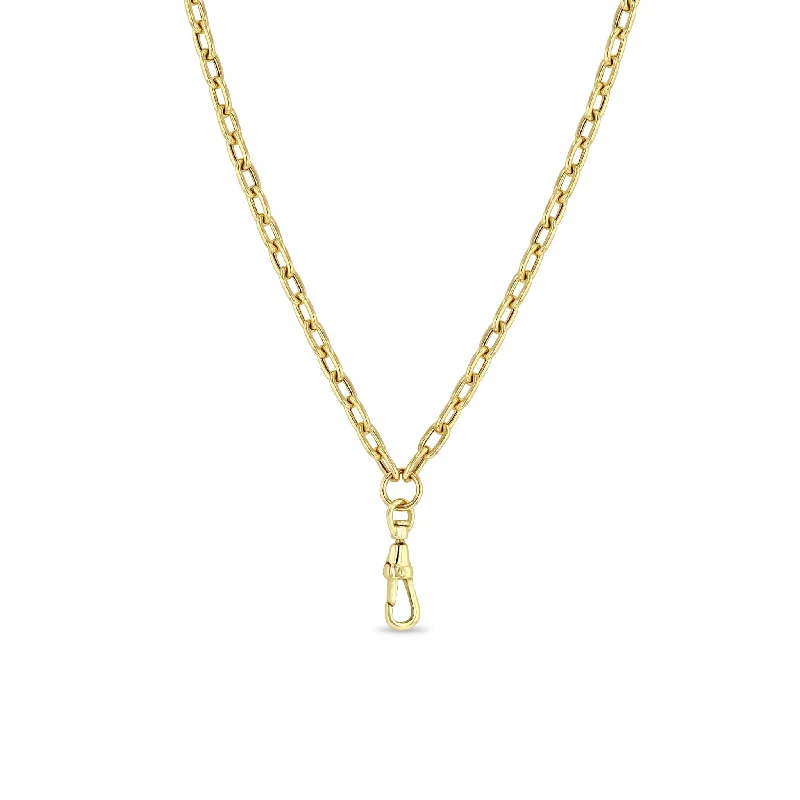 butterfly pendant necklace -14k Gold Medium Square Oval Chain Necklace with Fob Clasp Drop