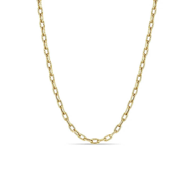 crystal pendant necklace -14k Gold Medium Square Oval Link Chain Necklace