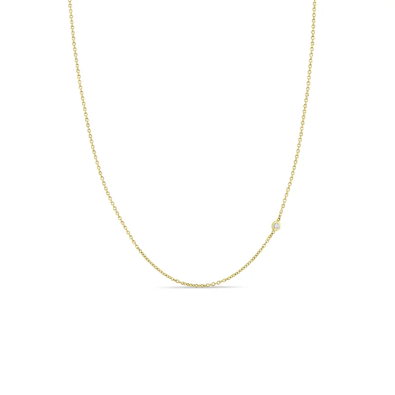 gemstone necklace for women -14k Gold Offset Floating Diamond Chain Necklace