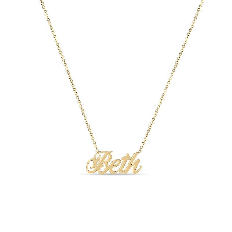 gothic style necklace for men -14k Gold Script Letter Custom Name Necklace