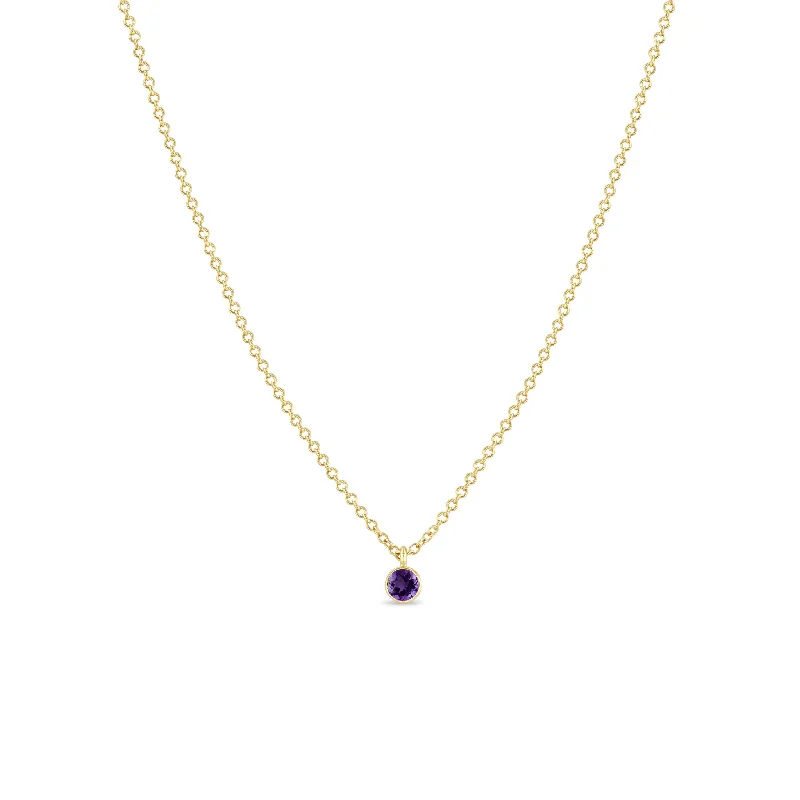 choker necklace for girls -14k Single Amethyst Pendant Necklace | February Birthstone