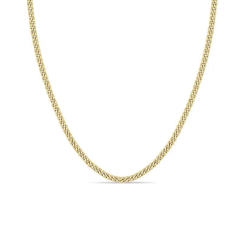 elegant pearl necklace for events -14k Gold Small Curb Chain Necklace