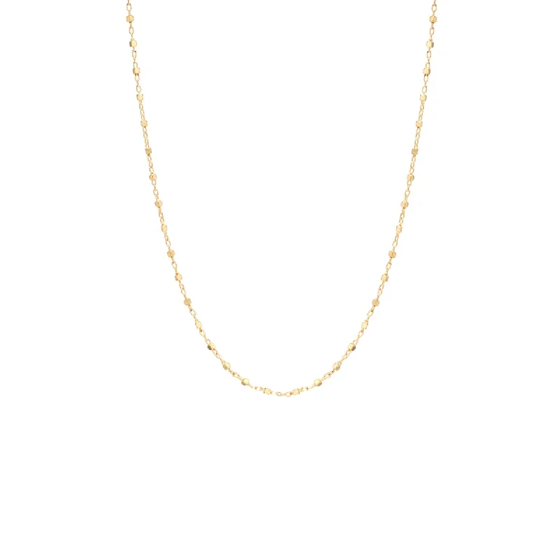 luxury pearl necklace for brides -14k Square Bead Chain Necklace