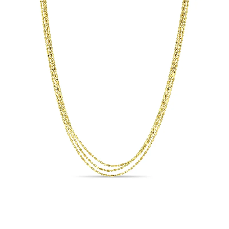 zodiac sign necklace for gifts -14k Gold Triple Strand Tube Bar Chain Necklace