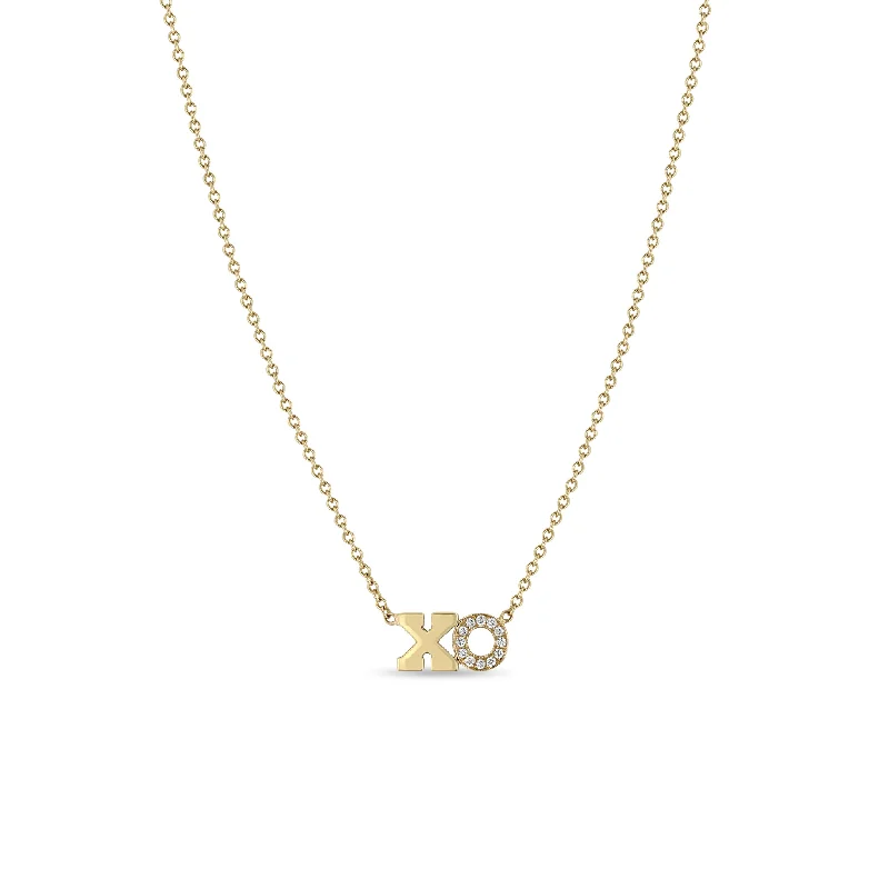 black pendant necklace for men -14k Gold XO Pavé Diamond Necklace