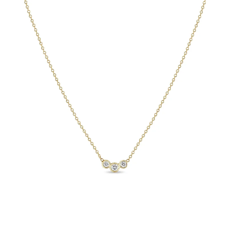 simple chain necklace for women -14k 3 Graduated Diamond Bezel Necklace