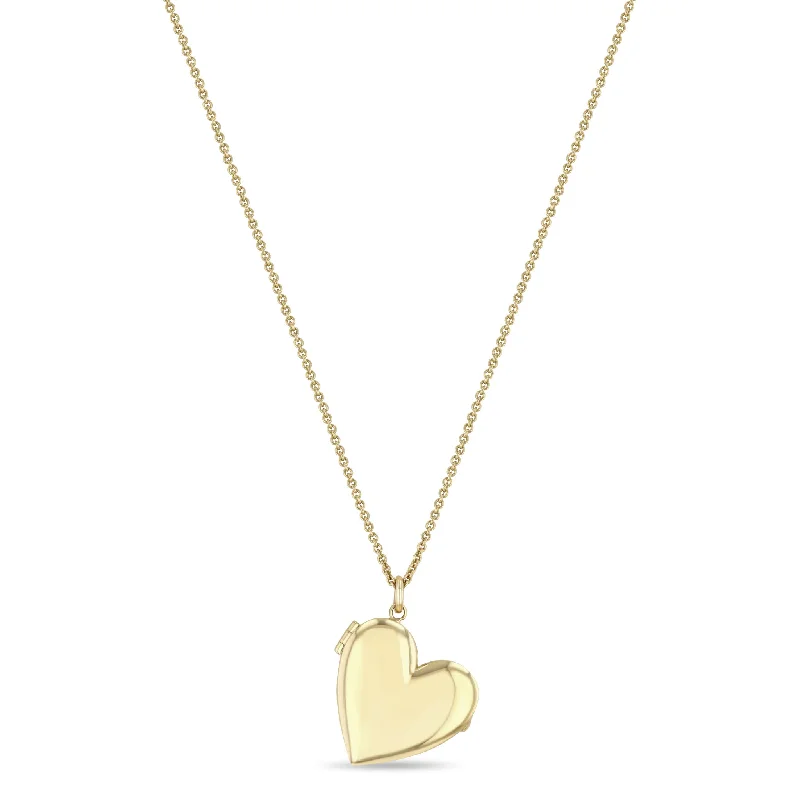 layered necklace set for women -14k Heart Locket Long Chain Necklace