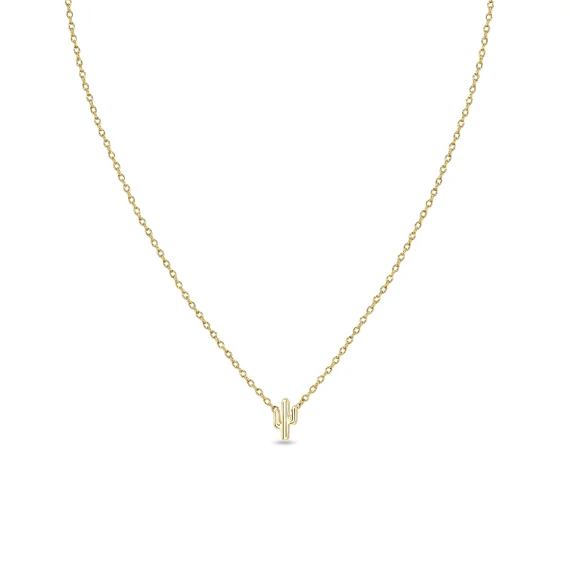 elegant pearl necklace for events -14k Itty Bitty Cactus Necklace