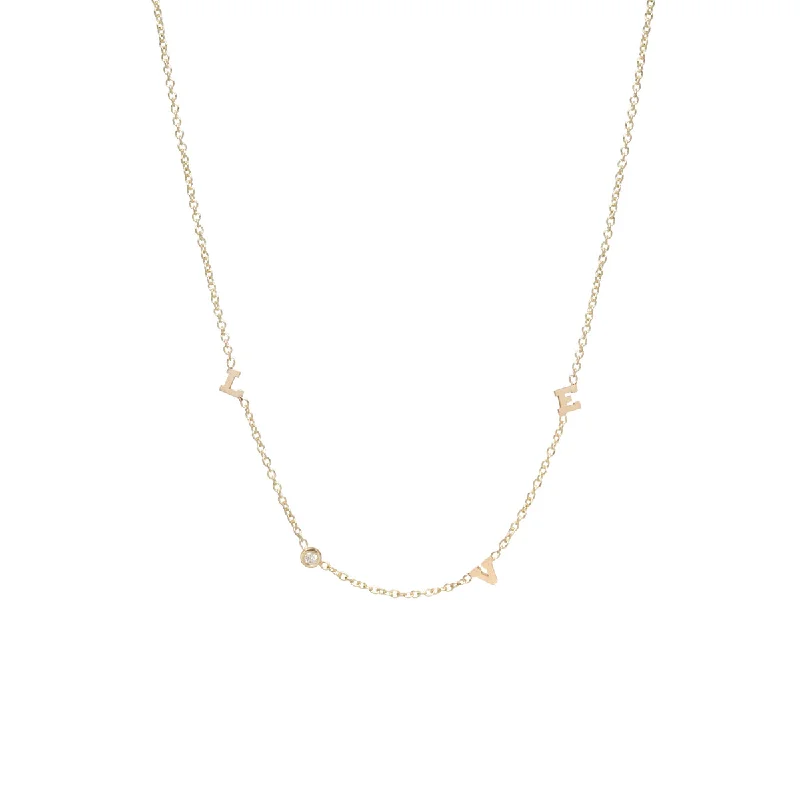 best necklace for layering -14k Itty Bitty Scattered LOVE with Diamond Necklace