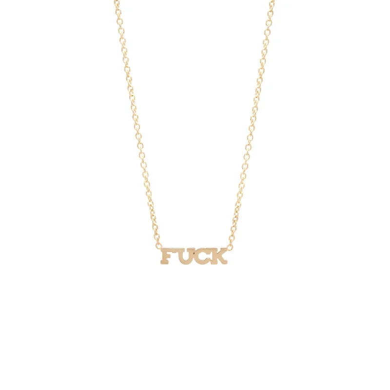 birthstone pendant necklace for mothers -14k Itty Bitty FUCK Necklace