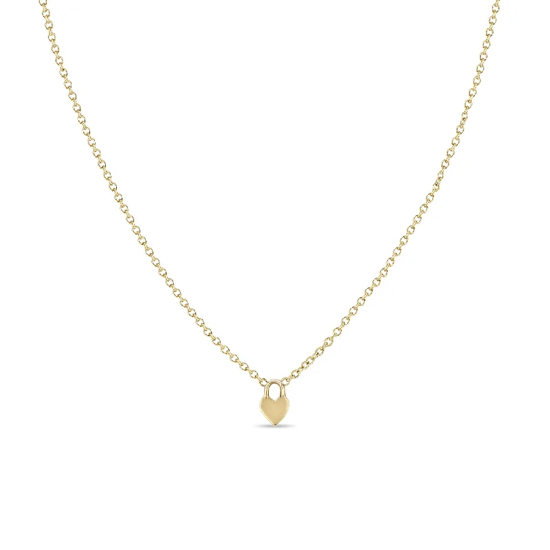 minimalist gold necklace -14k Itty Bitty Heart Padlock Necklace