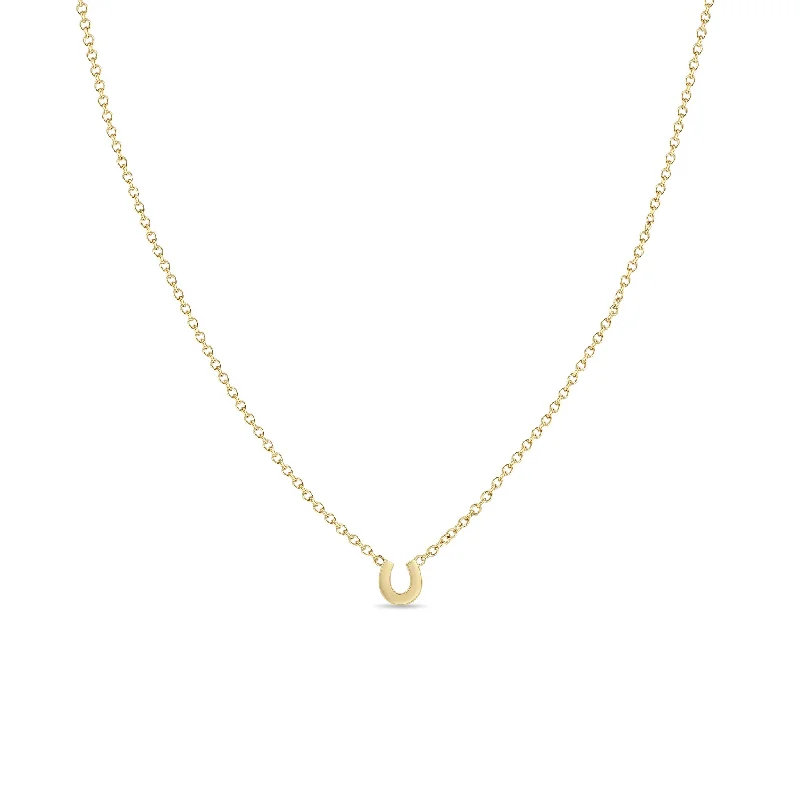 luxury diamond necklace for men -14k Itty Bitty Horseshoe Necklace