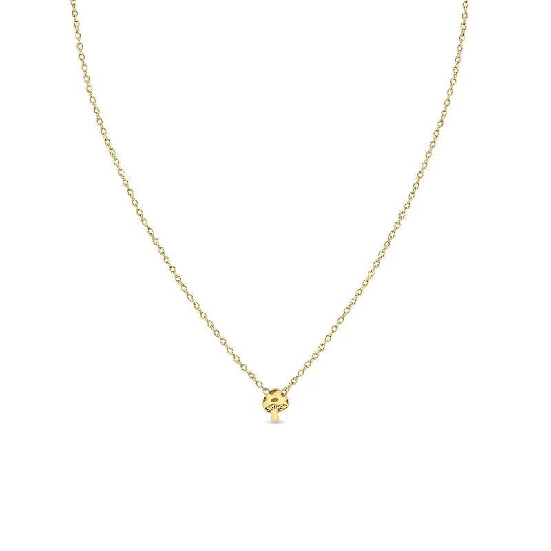 diamond pendant necklace -14k Itty Bitty Mushroom Necklace