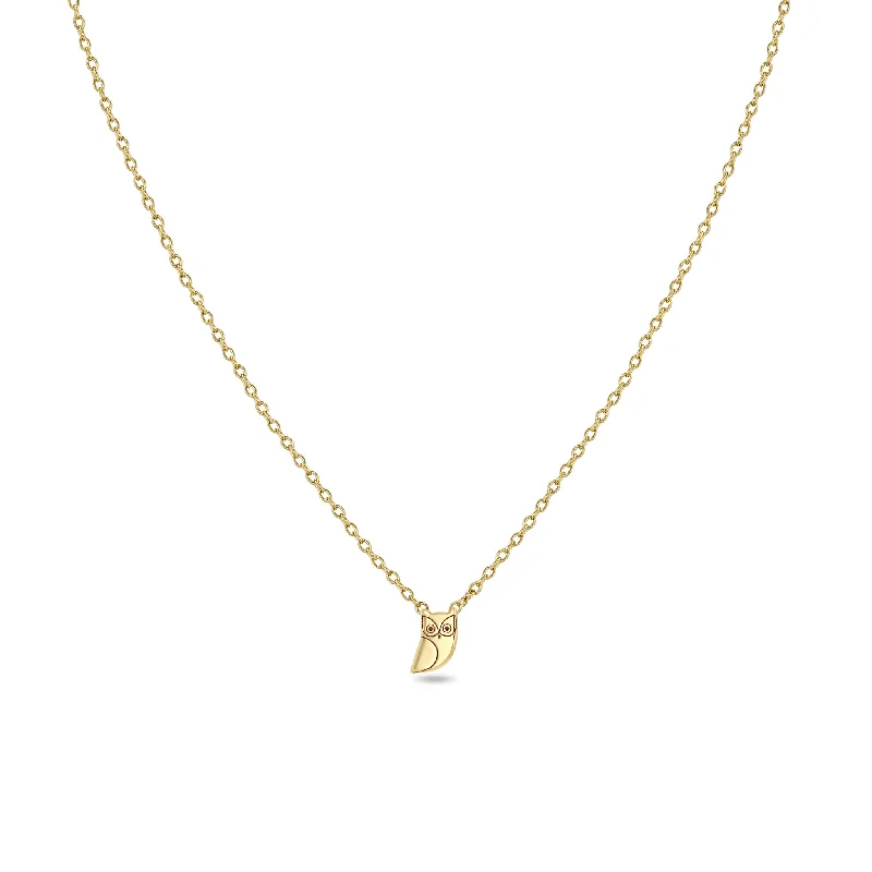 luxury gold necklace for women -14k Itty Bitty Owl Necklace