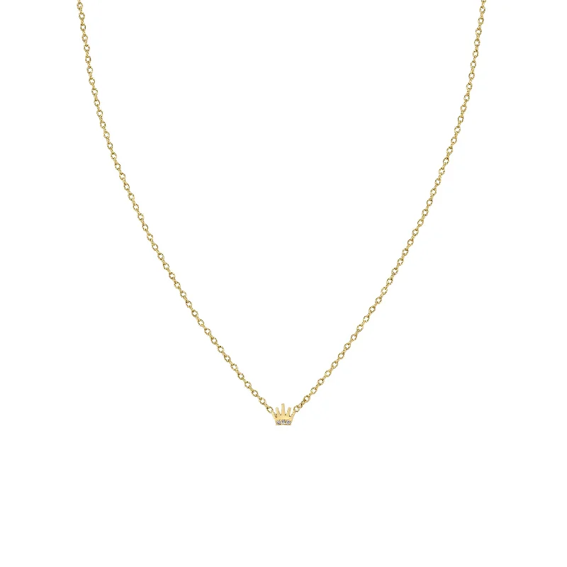 two-tone necklace for women -14k Itty Bitty Pavé Diamond Crown Necklace