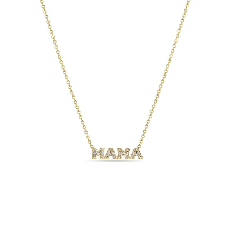 personalized pendant necklace for moms -14k Itty Bitty Pavé Diamond MAMA Necklace