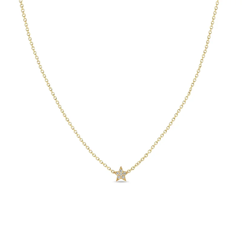 engraved name necklace for gifts -14k Itty Bitty Pavé Diamond Star Necklace