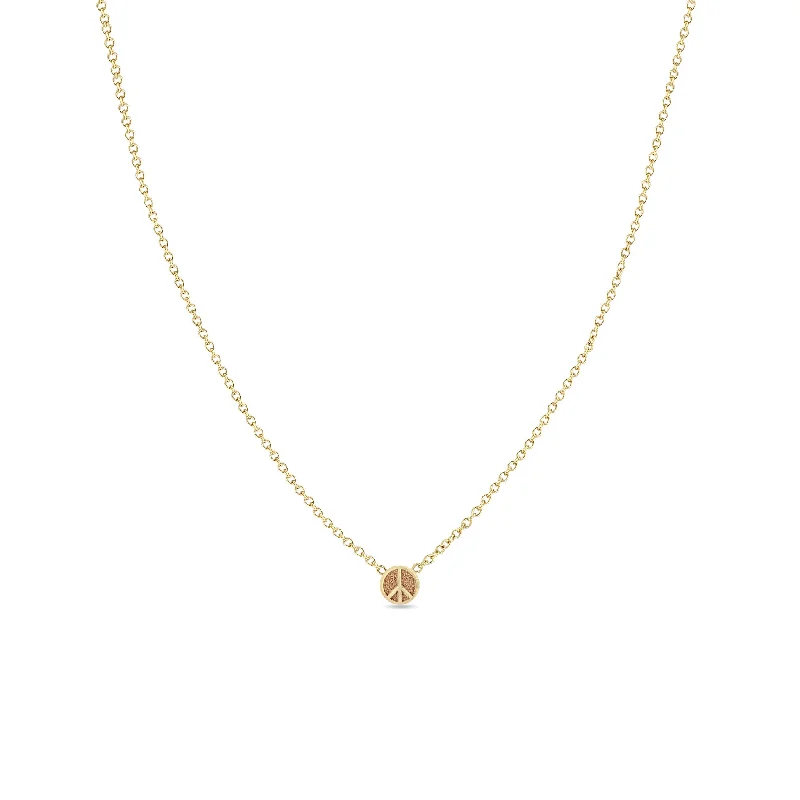 pendant necklace for everyday wear -14k Itty Bitty Peace Sign Necklace