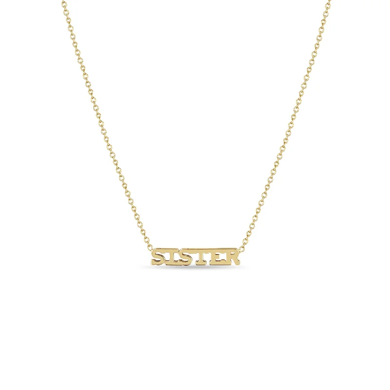 cute pendant necklace for kids -14k Itty Bitty SISTER Necklace