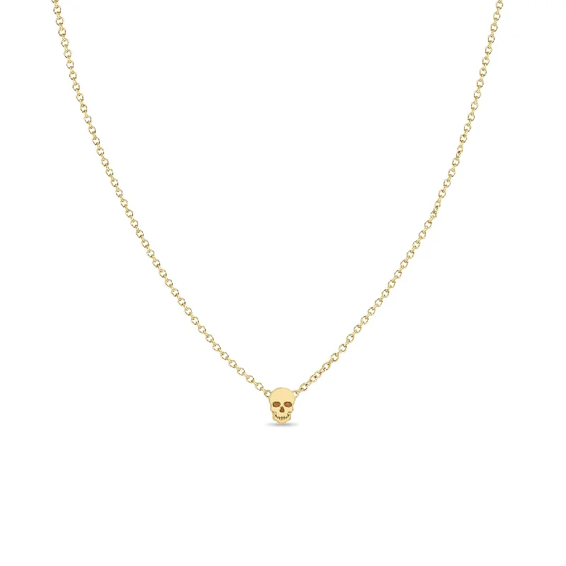 snake chain necklace for men -14k Itty Bitty Skull Necklace