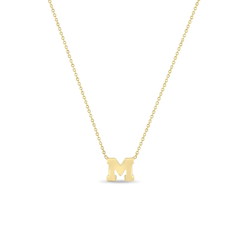 custom nameplate necklace -14k Gold Large Initial Letter Necklace