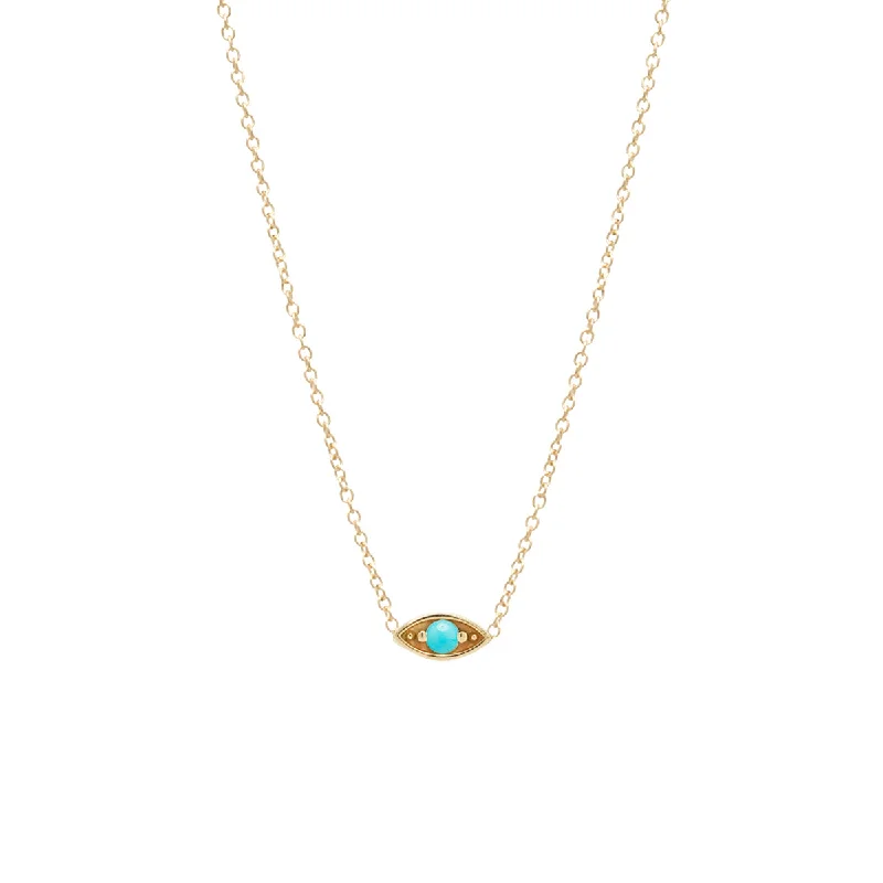 pearl necklace for brides -14k Large Turquoise Eye Necklace