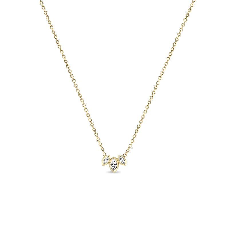 long pendant necklace for women -14k Marquise Diamond Fan Necklace