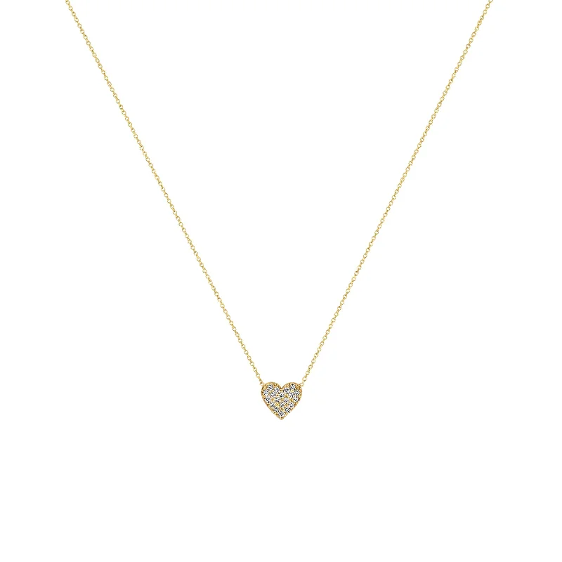 casual necklace for men -14k Midi Bitty Pavé Diamond Heart Necklace