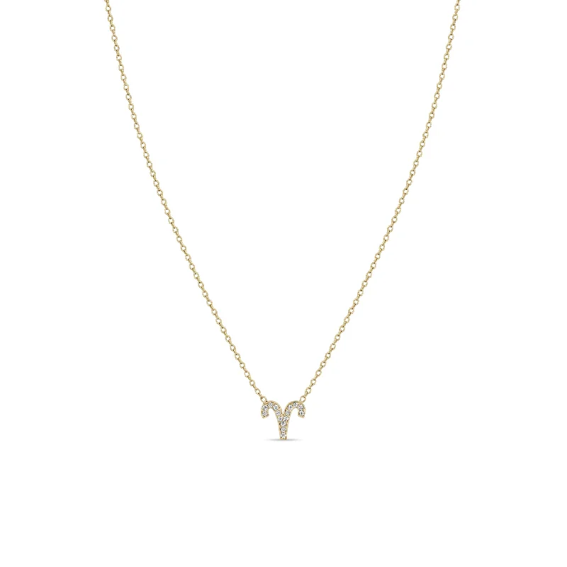 contemporary pendant necklace for women -14k Midi Bitty Pavé Diamond Zodiac Necklace