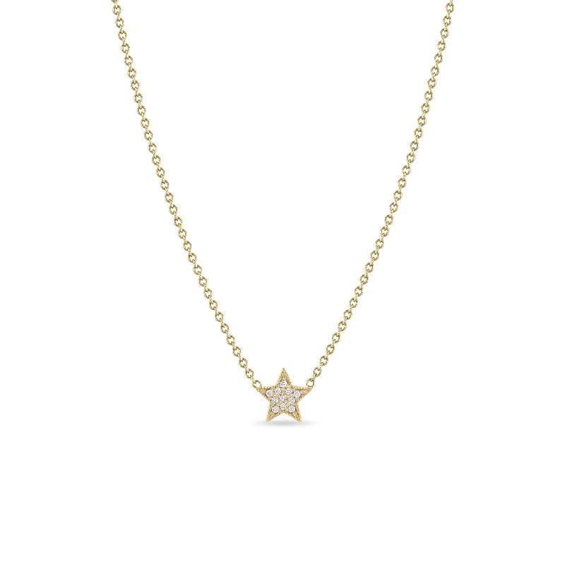 chunky chain necklace for men -14k Midi Bitty Pavé Diamond Star Necklace