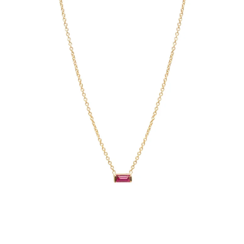 birthstone necklace for women -14k Ruby Baguette Necklace | July Birthstone