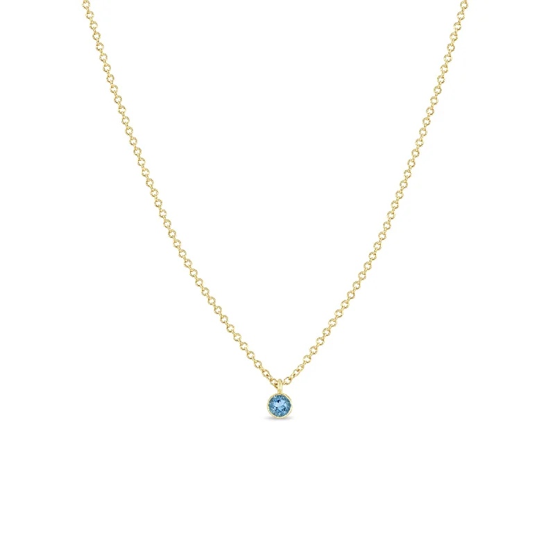 adjustable necklace for women -14k Single Aquamarine Pendant Necklace | March Birthstone