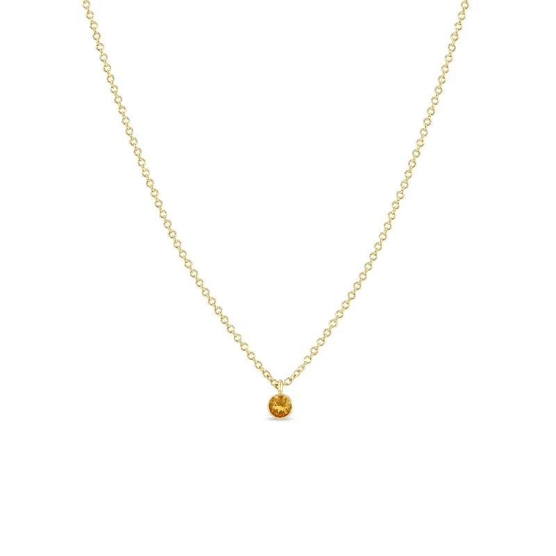 infinity symbol necklace for couples -14k Single Citrine Bezel Pendant Necklace | November Birthstone