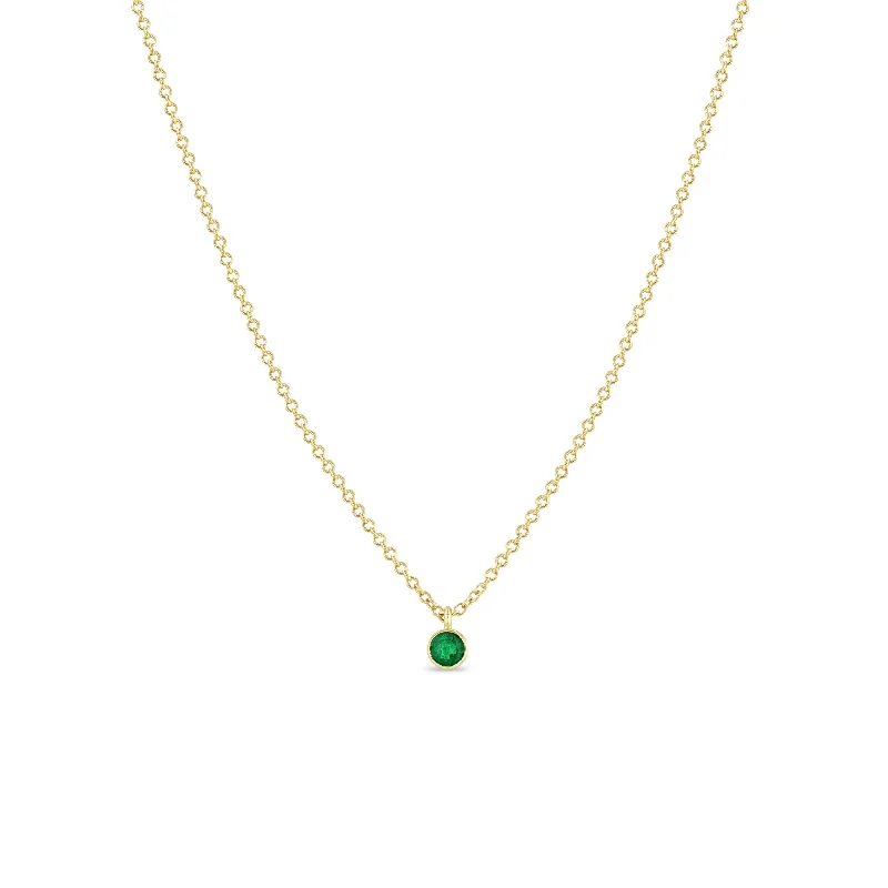 personalized charm necklace for moms -14k Single Emerald Pendant Necklace | May Birthstone