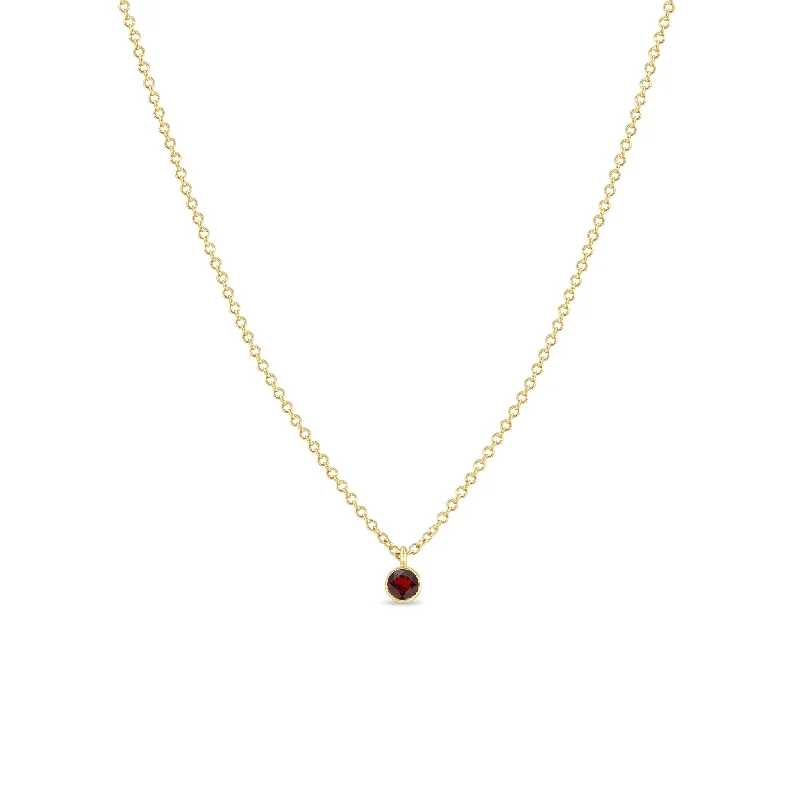 gold chain necklace for men -14k Single Garnet Pendant Necklace | January Birthstone