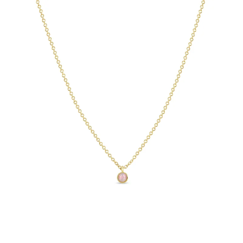 delicate gold necklace for daily wear -14k Single Opal Bezel Pendant Necklace | October Birthstone