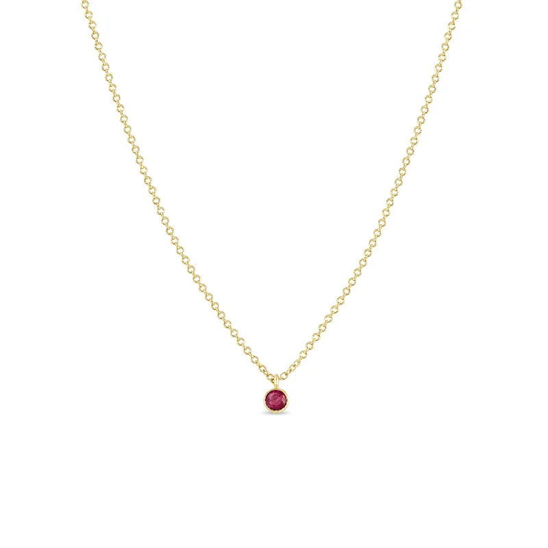 sterling silver heart necklace -14k Single Ruby Pendant Necklace | July Birthstone