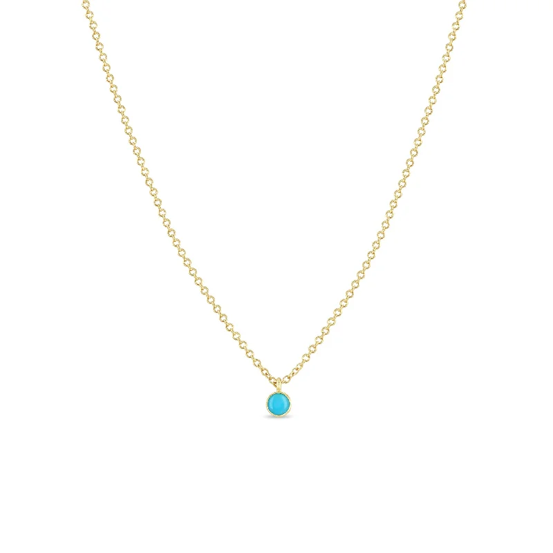 vintage silver necklace for men -14k Single Turquoise Pendant Necklace | December Birthstone