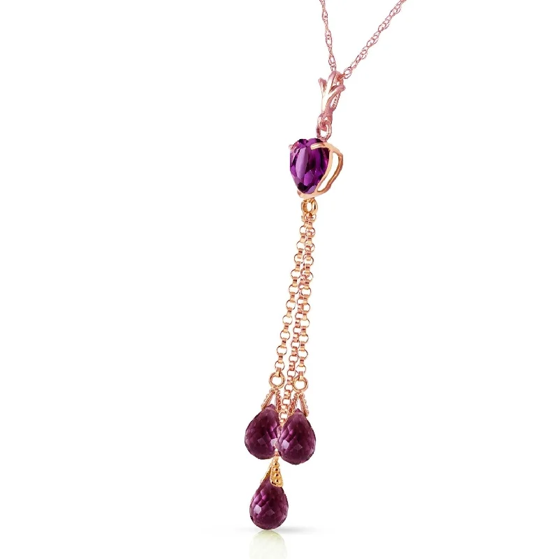 thick chain necklace for men -14K Solid Rose Gold Necklace with Briolette Purple Amethyst