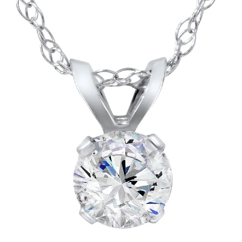 elegant diamond necklace for weddings -14k White Gold 1/4ct TDW Diamond IGI Certified Solitaire Diamond Pendent