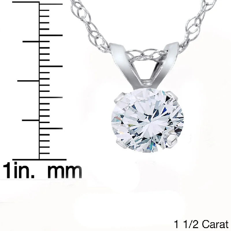 custom birthstone necklace for women -14k White Gold 1/5 to 2ct TDW Solitaire Eco-friendly Lab-grown Diamond Pendant