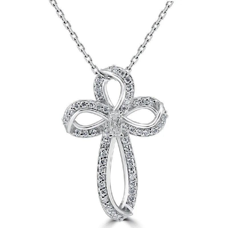 snake chain necklace for men -14k White Gold 5/8ct TDW Diamond Cross Pendant