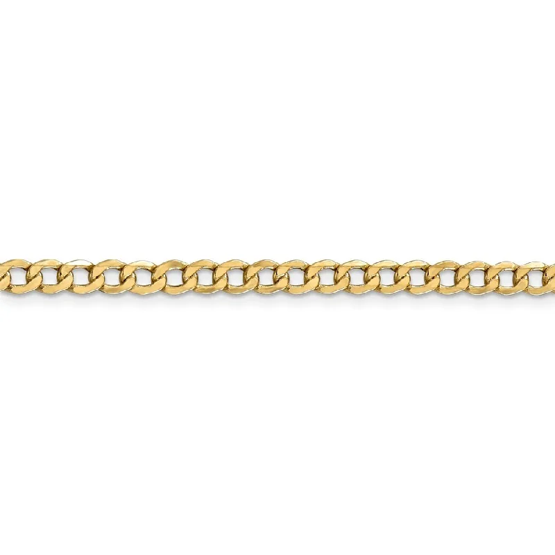 chunky silver necklace for men -14k Yellow Gold 4.3mm Semi Solid Curb Link Chain Necklace, 16"