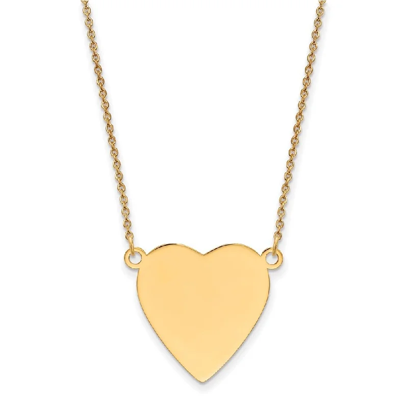 diamond tennis necklace for women -14k Yellow Gold Gauge Heart Engravable Chain Necklace, 18"