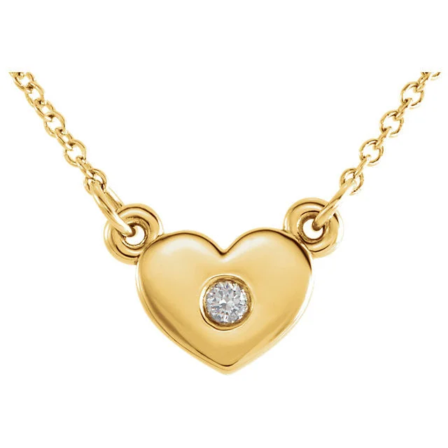 delicate gold necklace for daily wear -14k Gold .03 CTW Diamond Petite Heart Pendant 16" Necklace