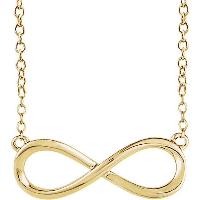 geometric necklace for women -14k Gold Infinity 18" Necklace - White, Yellow or Rose