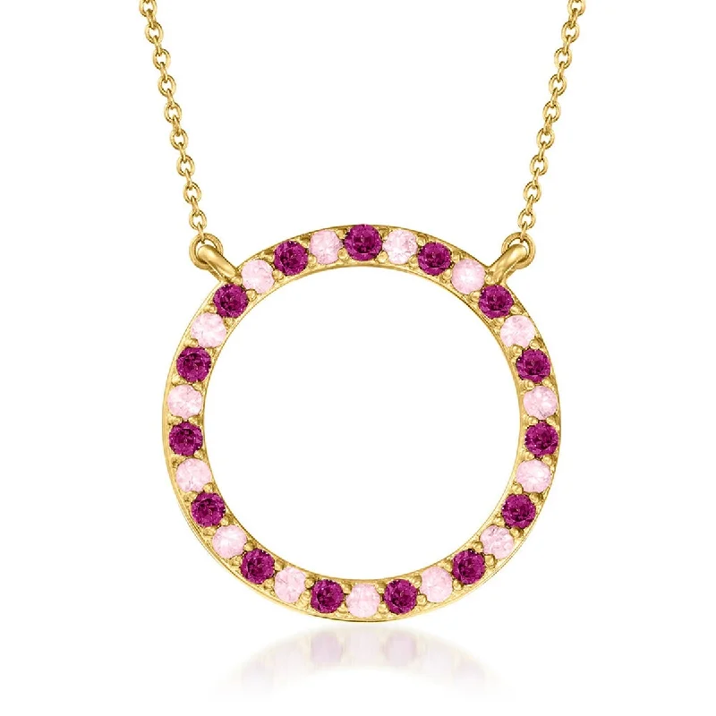 delicate gold necklace for daily wear -18k Yellow Gold Over Sterling Silver, Pink Sapphire Gemstone Necklaces